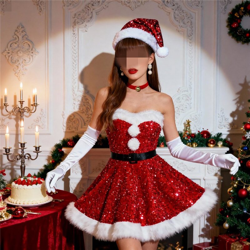Sequin Dress Manufacturer - OEM/ODM Custom Christmas Sparkling Strapless Mini