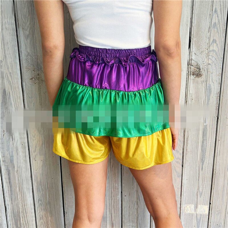 Satin Shorts Manufacturer - OEM/ODM Custom Women Mardi Gras Casual Elastic