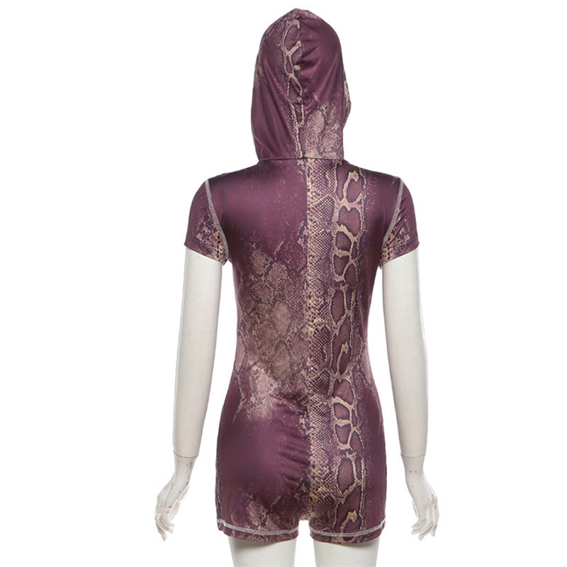 Playsuit Manufacturer - OEM/ODM Custom Hooded Zip Snake Print Streetwear