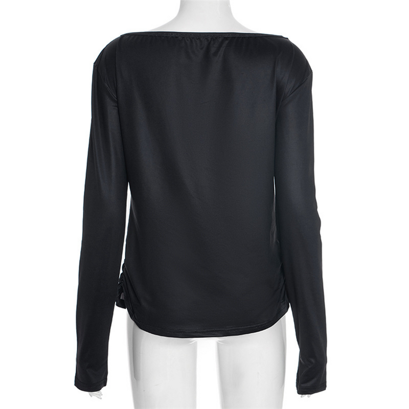 T-Shirt Manufacturer - OEM/ODM Custom Women Cross Print Loose Off-Shoulder