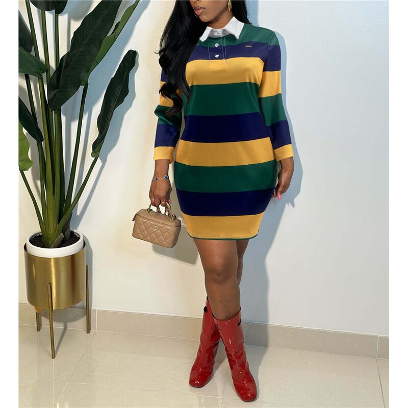 Mardi Gras Dress Manufacturer - OEM/ODM Custom Long Sleeve Striped Print Mini