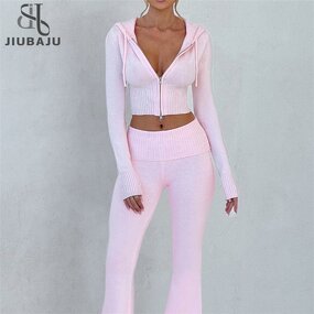 Knitted Set Manufacturer - OEM/ODM Custom Slim Short Hooded Cardigan Trousers