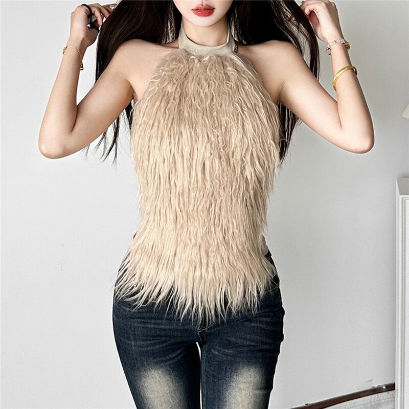 Halter Tank Top Manufacturer - OEM/ODM Custom Sexy Furry Sleeveless Backless