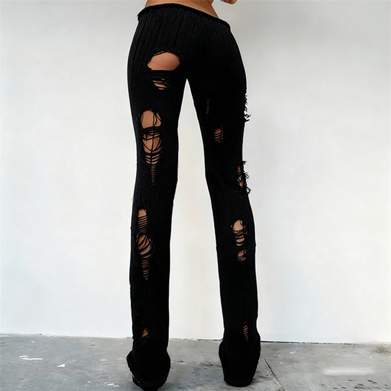 Knit Pants Manufacturer - OEM/ODM Custom Irregular Ripped Solid Hip-Hop