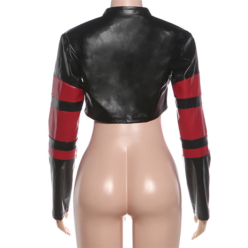 PU Crop Jacket Manufacturer - OEM/ODM Custom Patchwork Trend Zip Button