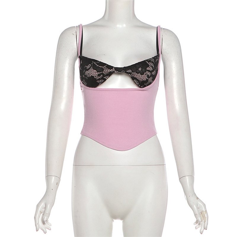 Lace Camisole Manufacturer - OEM/ODM Custom Patchwork Lace Hollow Low-Neck