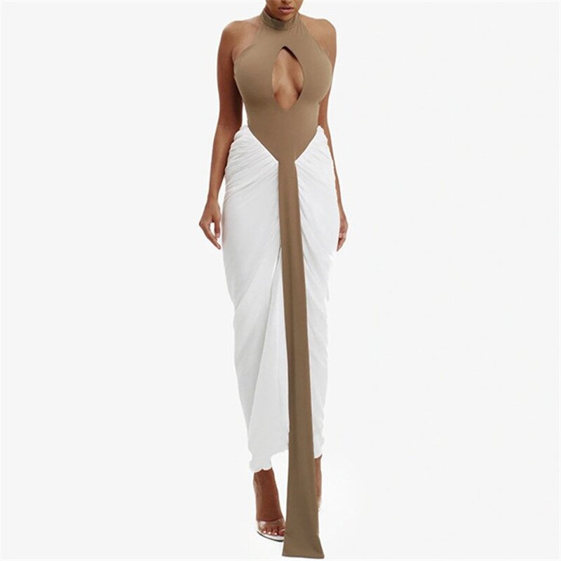 Ruched Dress Manufacturer - OEM/ODM Custom Patchwork Ribbon Backless Halter