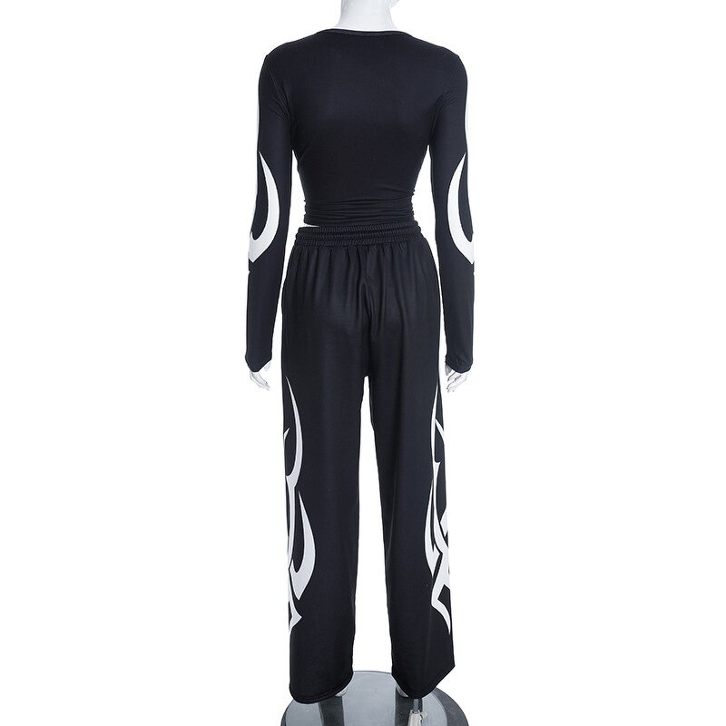 Crop Top Set Manufacturer - OEM/ODM Custom Geometric Print Tight Fitting Crop