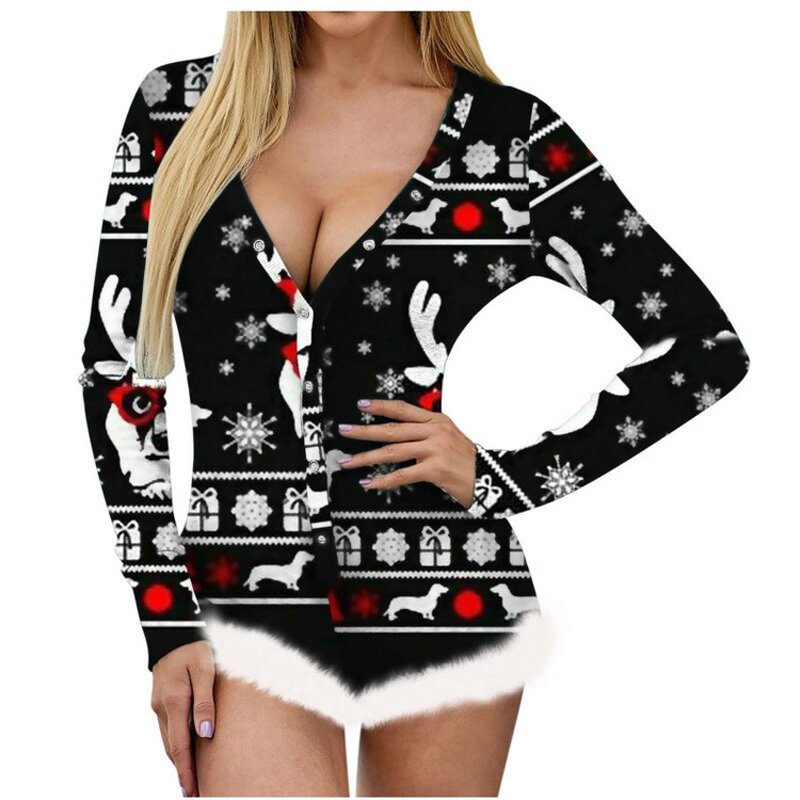 Christmas Romper Manufacturer - OEM/ODM Custom Santa Claus Print Pajamas