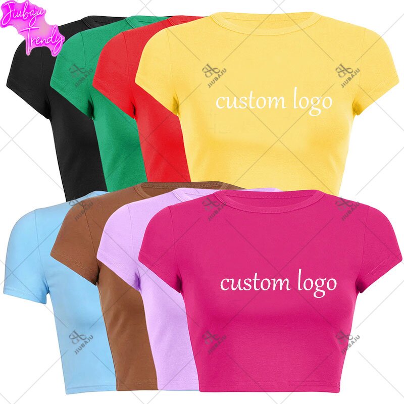 Crop Top Manufacturer - OEM/ODM Custom Logo Short Sleeve O Neck Plain