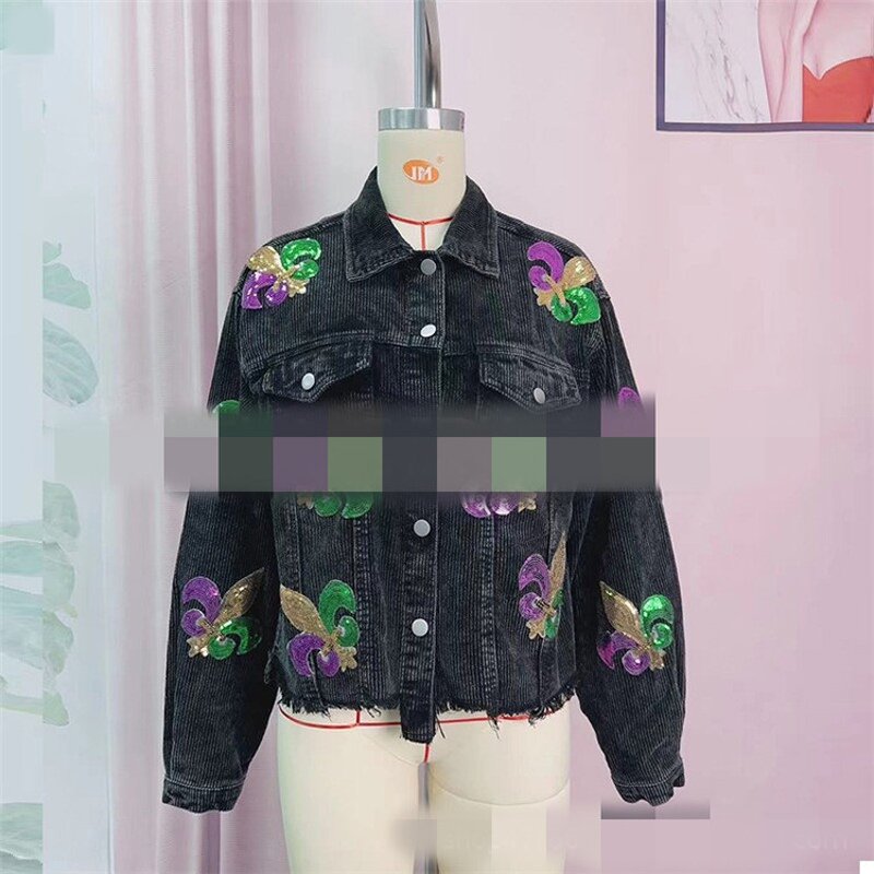 Bomber Jacket Manufacturer - OEM/ODM Custom Women Mardi Gras Sequin Punk