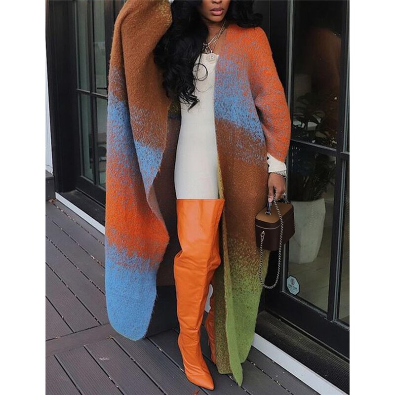 Knit Coat Manufacturer - OEM/ODM Custom Open Stitch Loose Casual Print