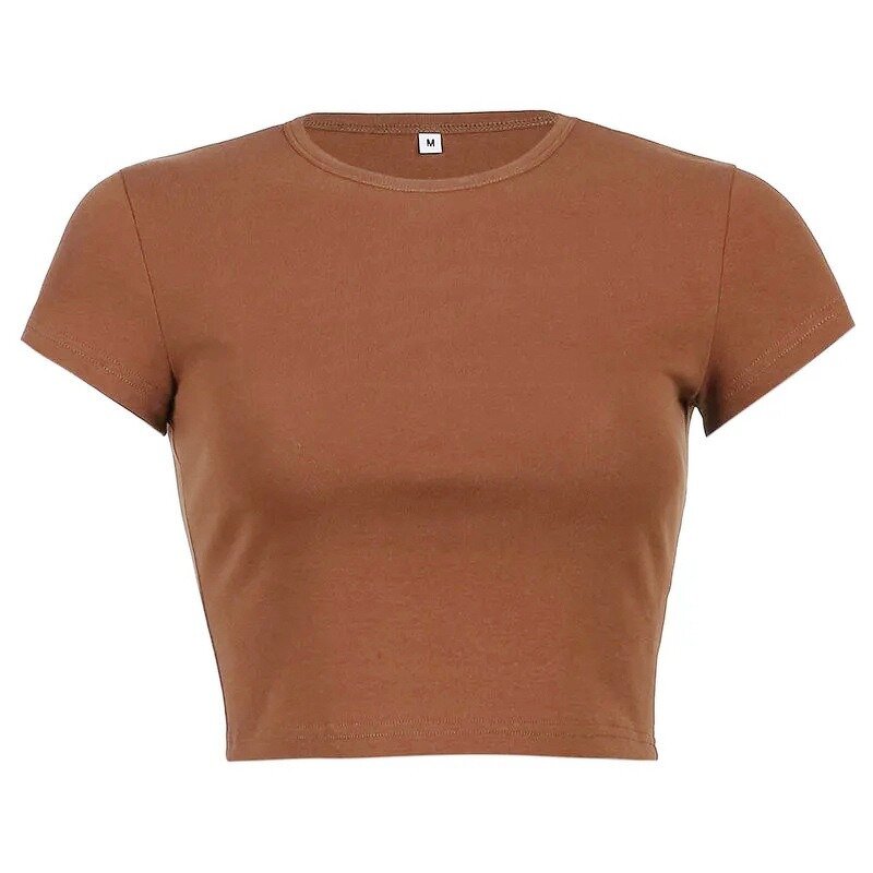 Crop Top Manufacturer - OEM/ODM Custom Logo Short Sleeve O Neck Plain