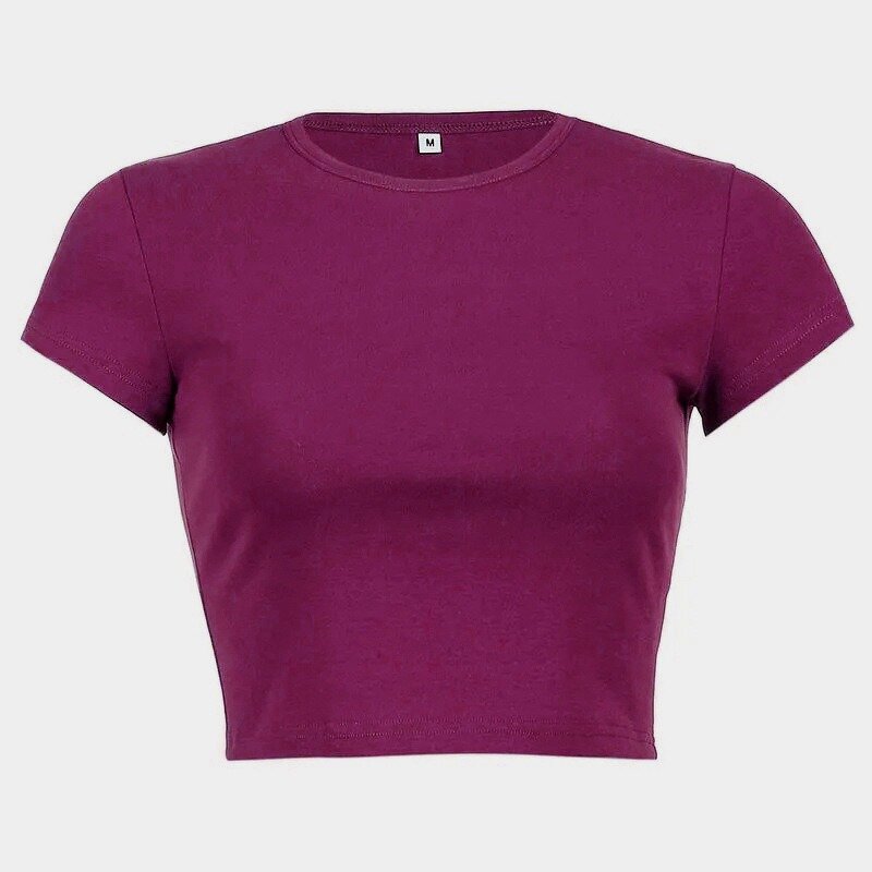 Crop Top Manufacturer - OEM/ODM Custom Logo Short Sleeve O Neck Plain
