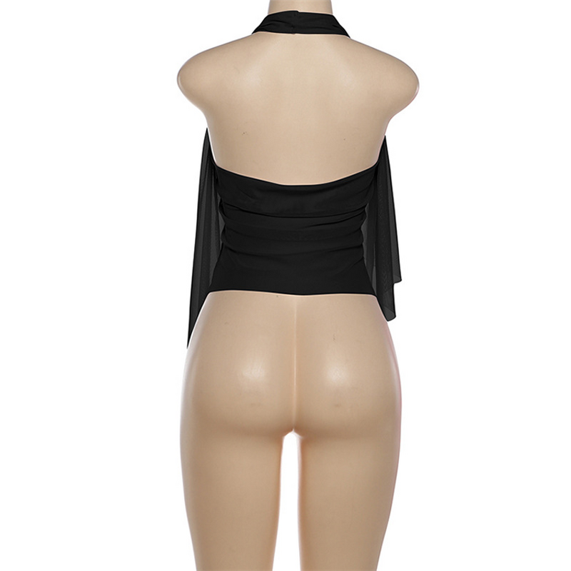 Tank Top Manufacturer - OEM/ODM Custom Sexy Backless Halter V-Neck Mesh