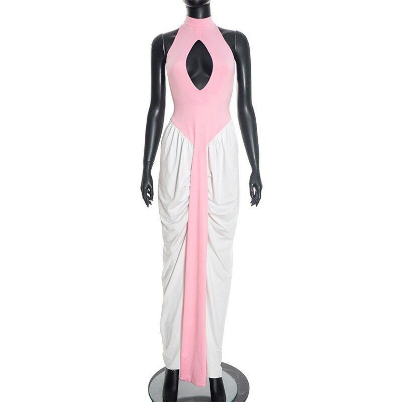 Ruched Dress Manufacturer - OEM/ODM Custom Patchwork Ribbon Backless Halter