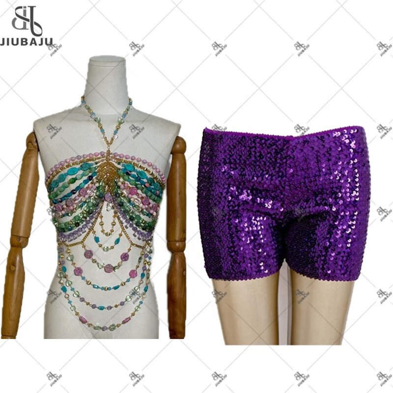 Two Piece Set Manufacturer - OEM/ODM Custom Mardi Gras Beaded Tops Sequin