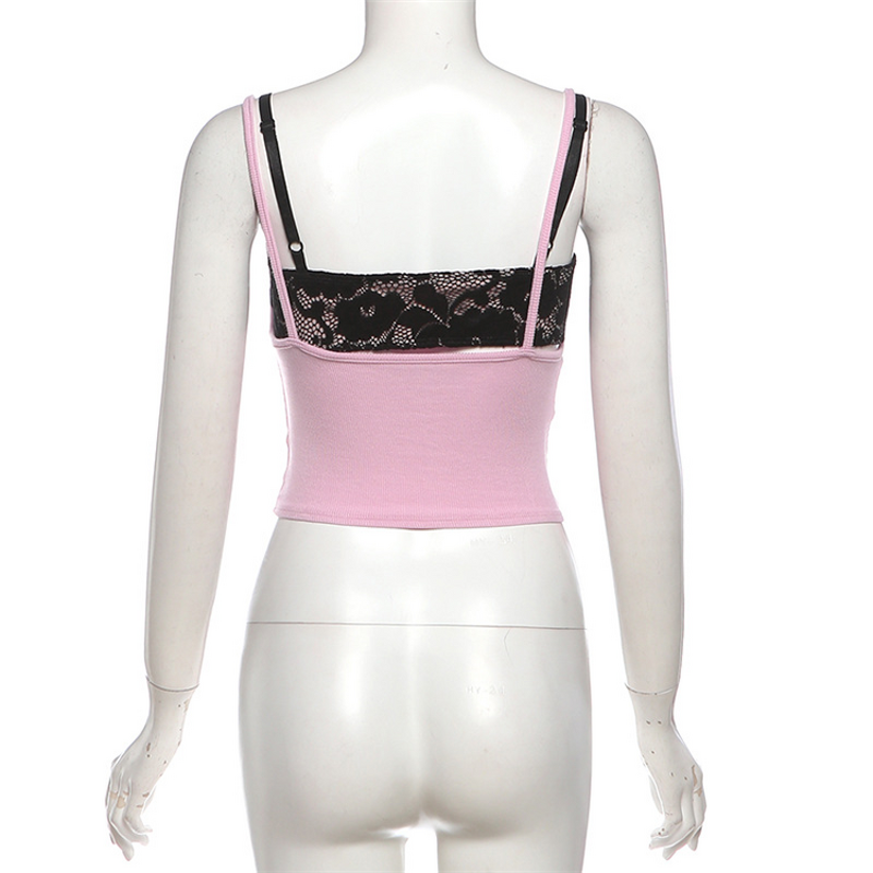 Lace Camisole Manufacturer - OEM/ODM Custom Patchwork Lace Hollow Low-Neck