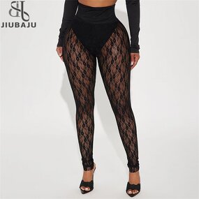 Lace Pants Manufacturer - OEM/ODM Custom Sexy High Waist Sheer Skinny