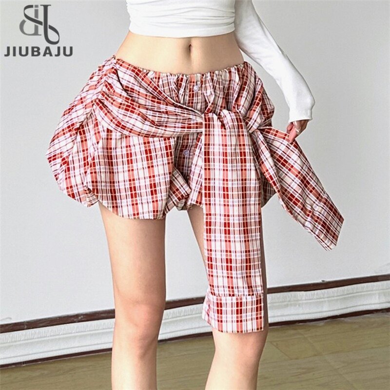 Bubble Skirt Manufacturer - OEM/ODM Custom Red Plaid Y2k Girls Elastic