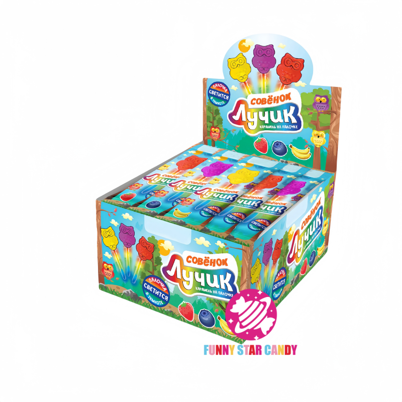 Lollipop Manufacturer - Hot Sale Owl Shape Fluorescent Glow