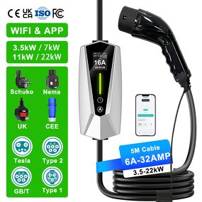 Portable EV Charger Manufacturer - OEM/ODM Custom 7-22kw Gbt Gun Uk Plug