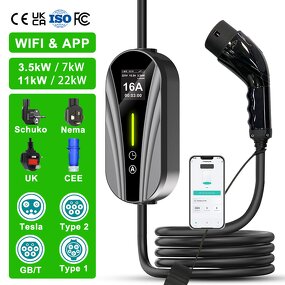 EV Charger Manufacturer - OEM/ODM Custom 7.5-19.2kw 3 Phase Portable Nacs