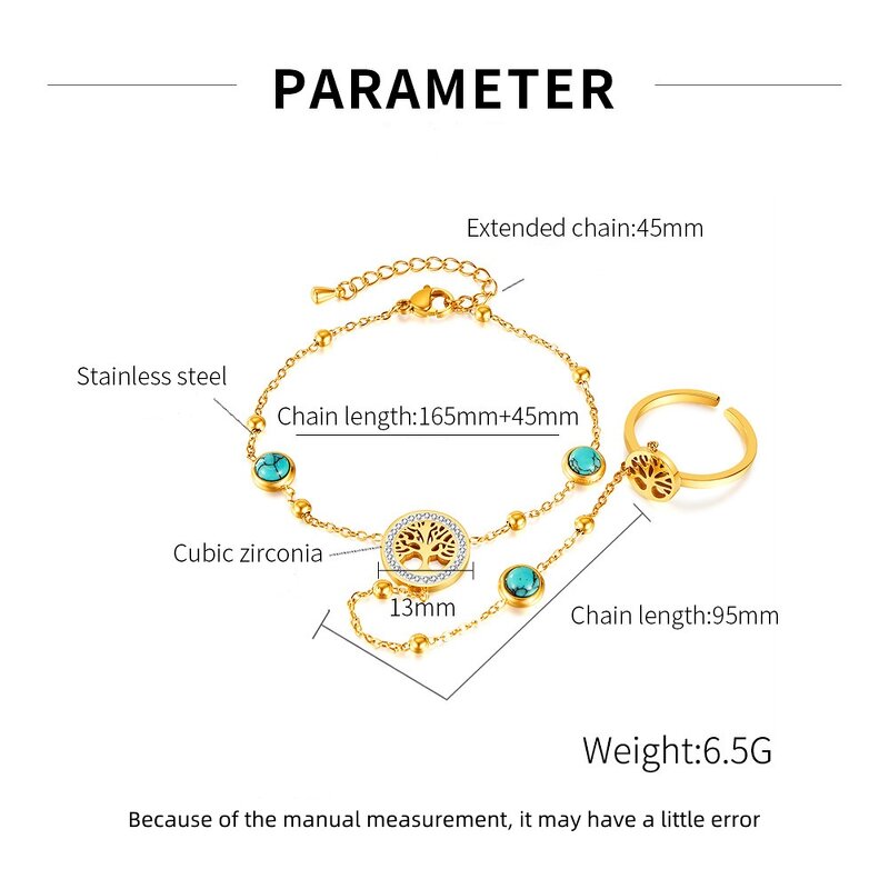 Back Chain Bracelet Manufacturer - OEM/ODM Custom 18K Gold Turquoise Live