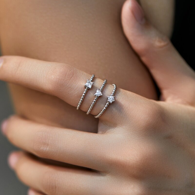 Heart Geometry Ring Manufacturer - OEM/ODM Custom 925 Silver Shiny Moissanite