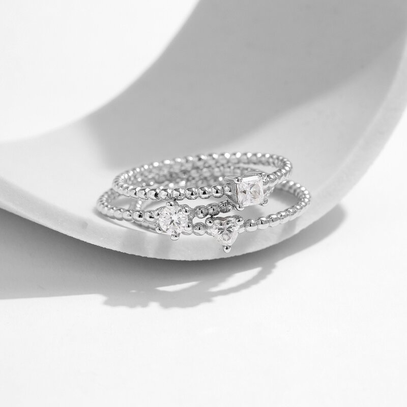 Heart Geometry Ring Manufacturer - OEM/ODM Custom 925 Silver Shiny Moissanite