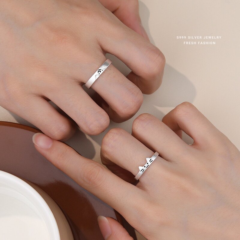 Cat Dog Ring Manufacturer - OEM/ODM Custom S999 Sterling Silver Cute