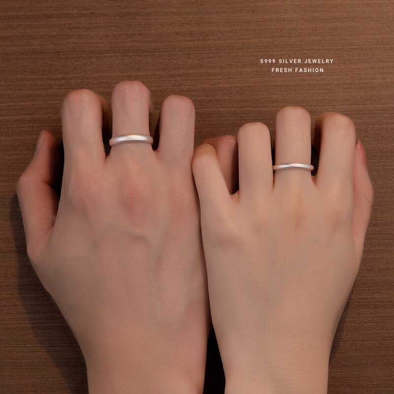 Sterling Silver Ring Manufacturer - OEM/ODM Custom S999 Sand Finish Smooth