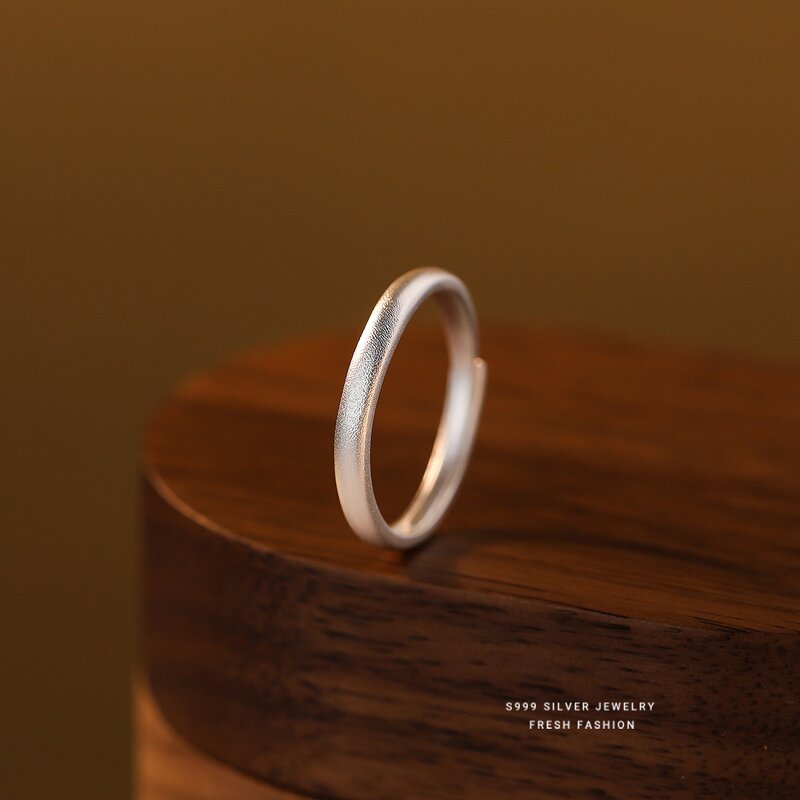 Sterling Silver Ring Manufacturer - OEM/ODM Custom S999 Sand Finish Smooth