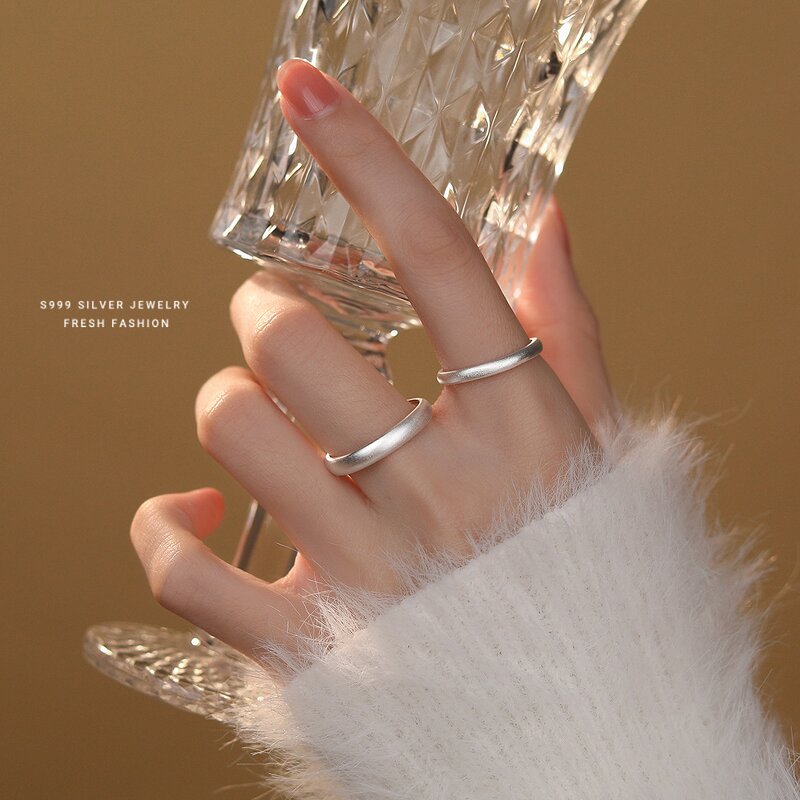 Sterling Silver Ring Manufacturer - OEM/ODM Custom S999 Sand Finish Smooth