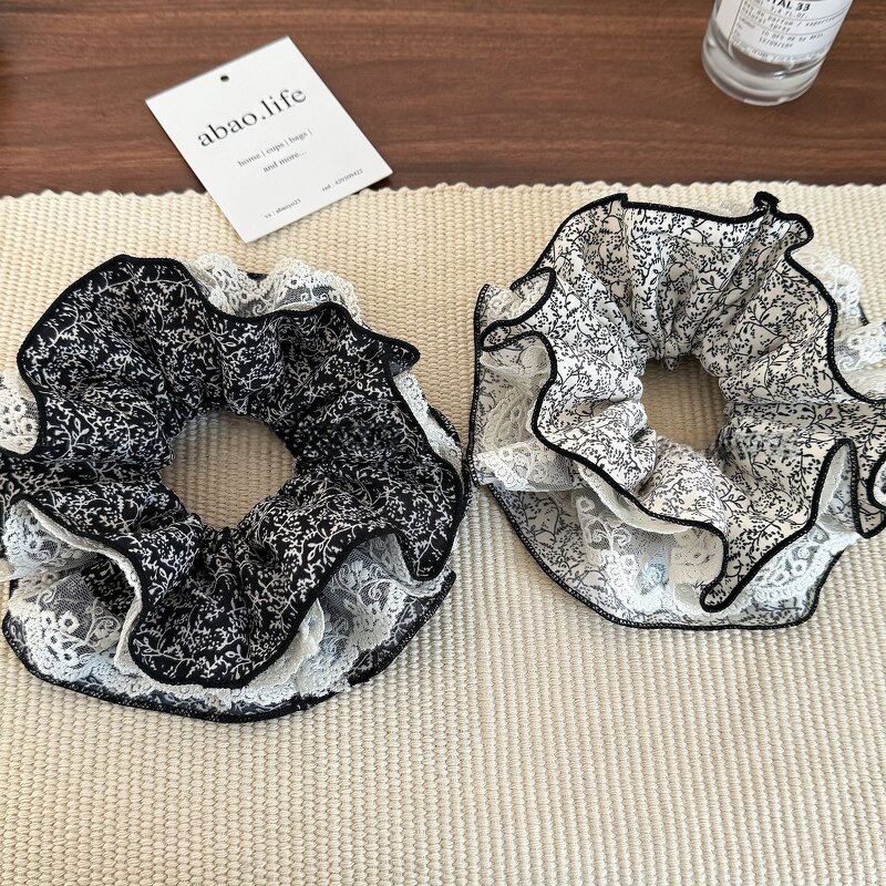 Flower Scrunchies Manufacturer - OEM/ODM Custom Vintage Large Size Black Edge