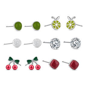 Stud Earrings Manufacturer - OEM/ODM Custom S925 Silver Zircon Red Green