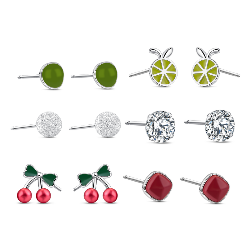 Stud Earrings Manufacturer - OEM/ODM Custom S925 Silver Zircon Red Green