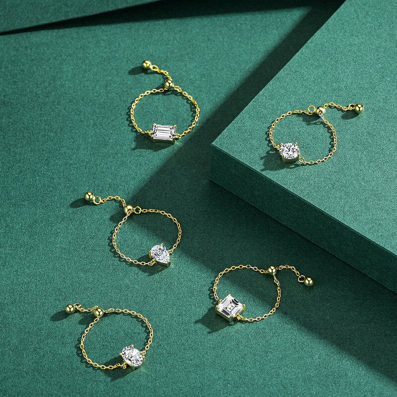 Chain Finger Ring Manufacturer - OEM/ODM Custom 925 Adjustable Rectangle Zircon