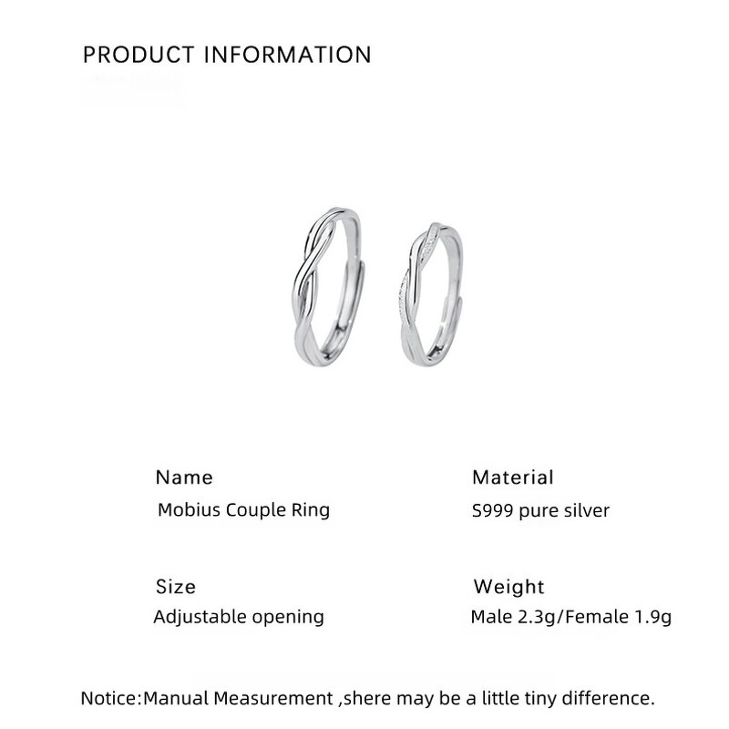 Mobius Ring Manufacturer - OEM/ODM Custom S999 Silver Wedding Engagement