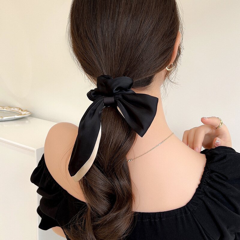 Hair Rope Manufacturer - OEM/ODM Custom Elegant Black French Chiffon
