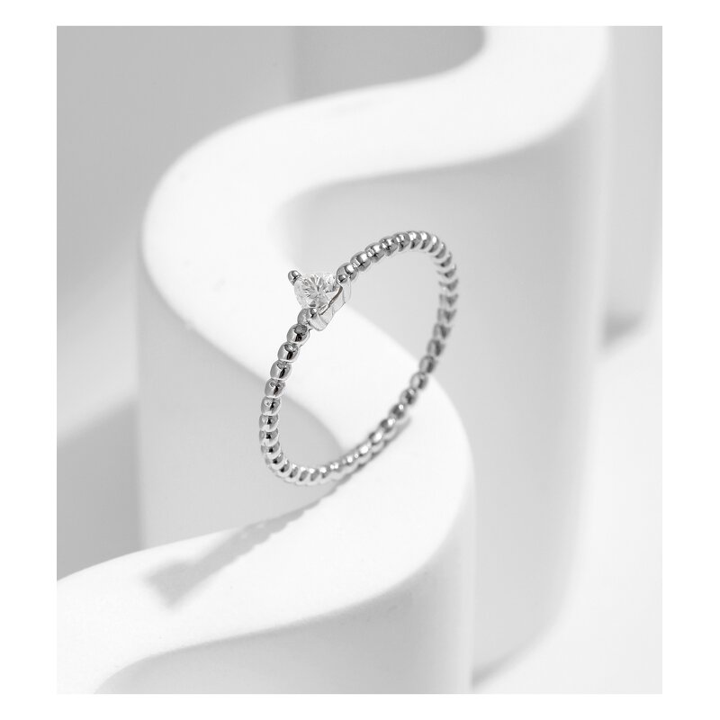 Heart Geometry Ring Manufacturer - OEM/ODM Custom 925 Silver Shiny Moissanite