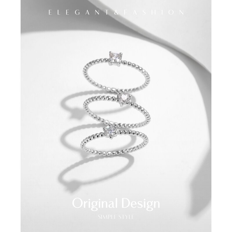 Heart Geometry Ring Manufacturer - OEM/ODM Custom 925 Silver Shiny Moissanite