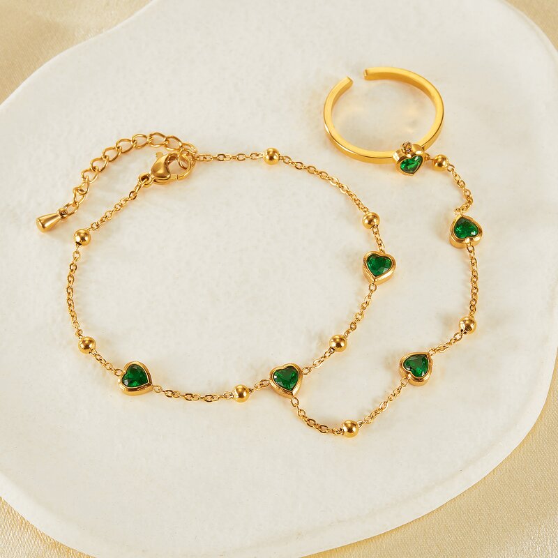 Emerald Charm Bracelet Manufacturer - OEM/ODM Custom 18K Gold Plated Cubic