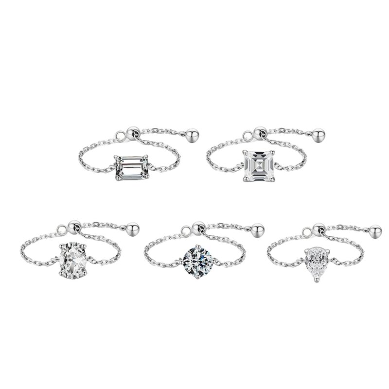 Chain Finger Ring Manufacturer - OEM/ODM Custom 925 Adjustable Rectangle Zircon