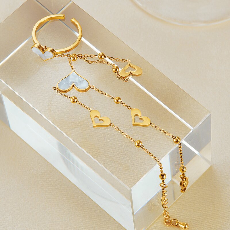 Mother Shell Bracelet Manufacturer - OEM/ODM Custom 18K Gold Plated Heart