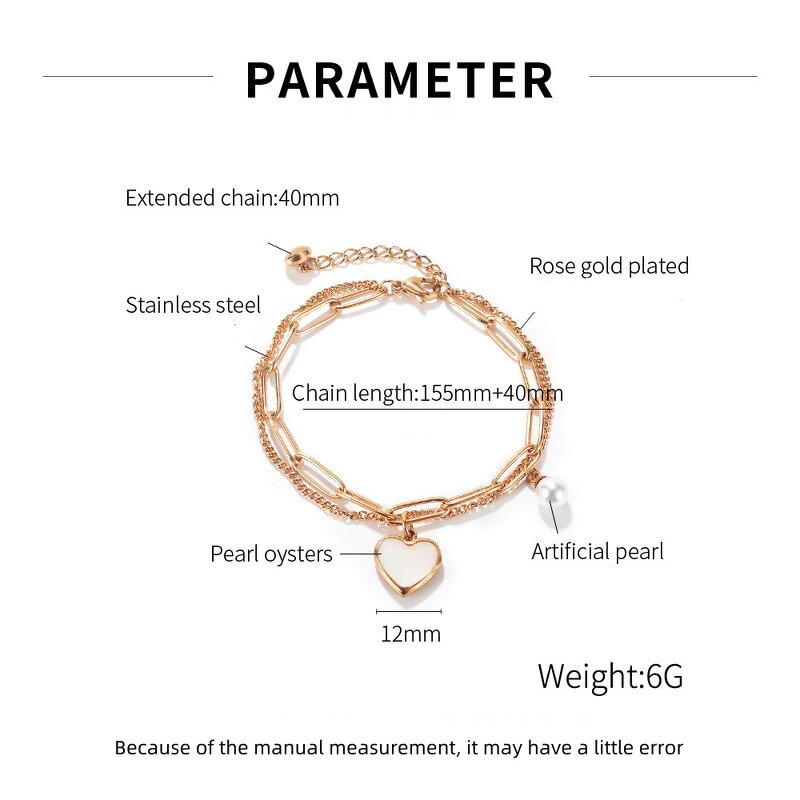 Heart Bracelet Manufacturer - OEM/ODM Custom Stainless Steel Pearl Double