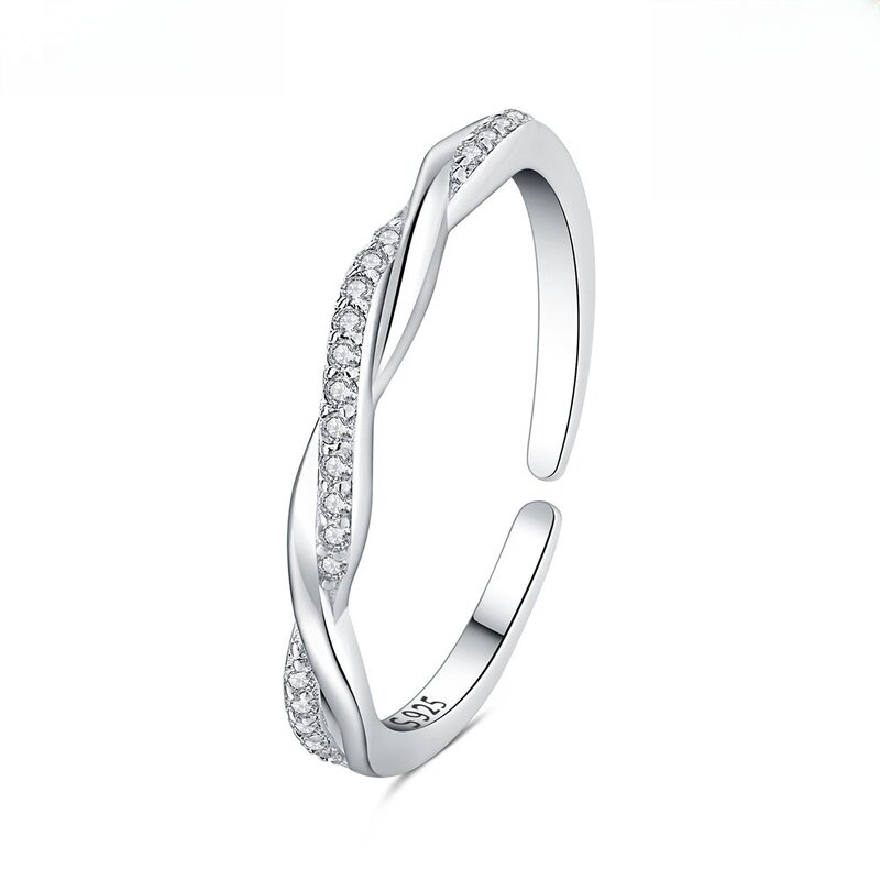 Half Ring Manufacturer - OEM/ODM Custom 925 Silver Twist Grain Zircon