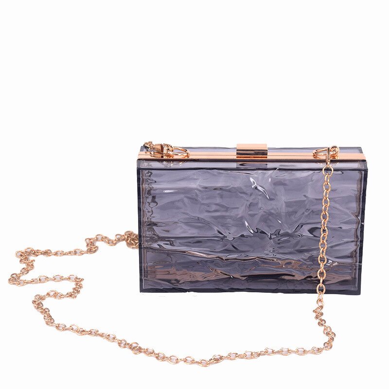Acrylic Clutch Bag Manufacturer - Ice Crack Design Transparent Evening Purse