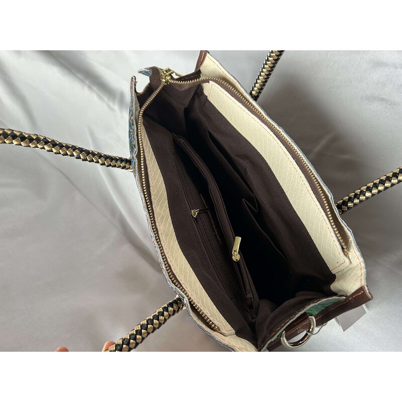 Leather Handbag Supplier - Vintage Patchwork Genuine Cowhide Tote Bag