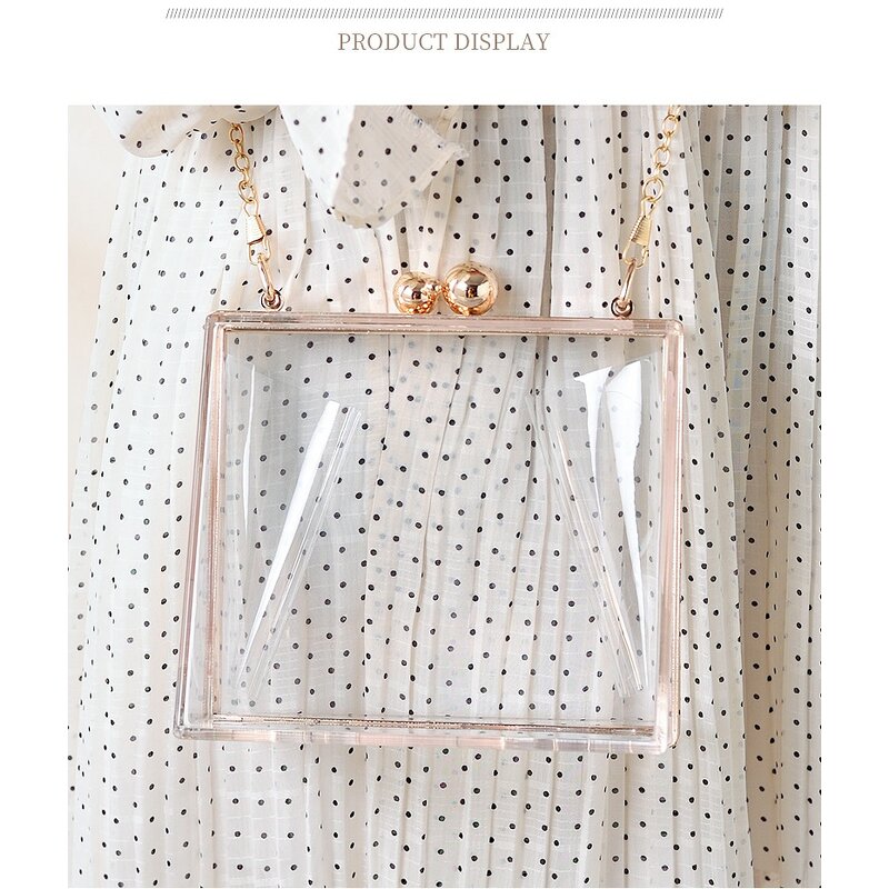 Acrylic Clutch Bag Factory - Small Wedding Clear Evening Purse with Chain